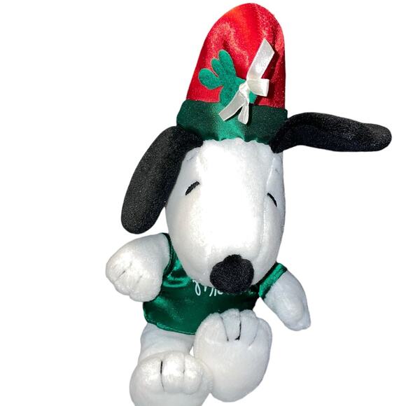 10" Snoopy Plush Peanuts Joe Mistletoe Santa Stuffed Animal Christmas Nursery - Picture 2 of 10
